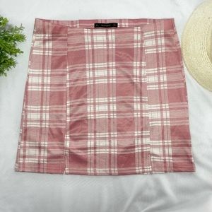 Pink Plaid Skirt